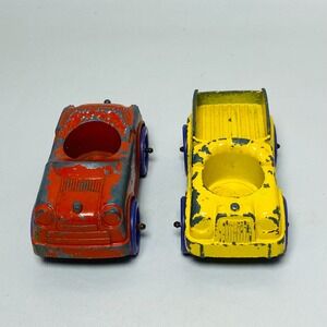 Vintage 1967 Tootsie Toy Little People‎ Die Cast Metal Yellow Farm Truck Red Car